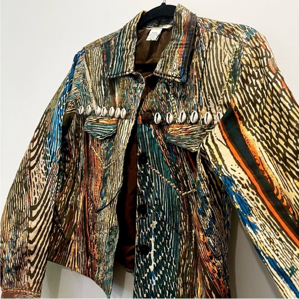 Multicolor Jean Jacket with Shell Accents - Picture 6 of 9